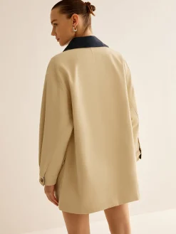 COMMENSE Cotton Contrast Collar Button Jacket* Outerwear|Jackets
