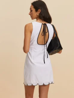 COMMENSE Cotton Contrast Hem Short Dress* White Dresses|Casual Dresses