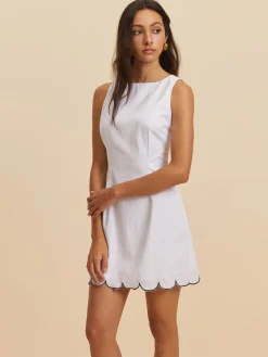 COMMENSE Cotton Contrast Hem Short Dress* White Dresses|Casual Dresses