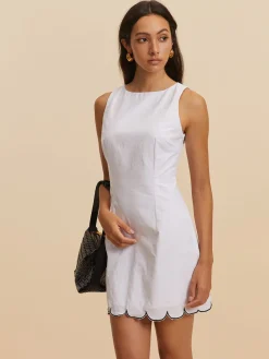 COMMENSE Cotton Contrast Hem Short Dress* White Dresses|Casual Dresses