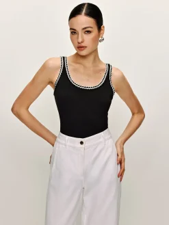 COMMENSE Cotton Contrast Trim Bodysuit* Bodysuits|Bodysuits