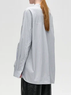 COMMENSE Cotton Contrast Trim Pinstripe Polo Shirt* Blouses & Shirts|Tops