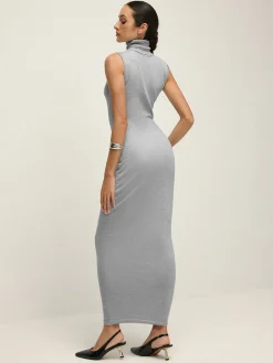 COMMENSE Cotton High Neck Tank Long Dress* Work Dresses|Cocktail & Party Dresses