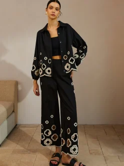COMMENSE Cotton Hollow Embroidered Blouse* Blouses & Shirts|Tops
