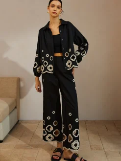 COMMENSE Cotton Hollow Embroidered Cropped Pants* Pants|Bottoms