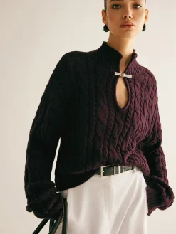 COMMENSE Cotton Keyhole Neckline Knit Top* Sweater Tops|Sweaters & Cardigans