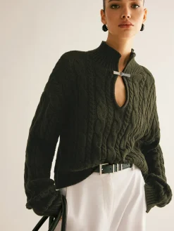 COMMENSE Cotton Keyhole Neckline Knit Top* Sweater Tops|Sweaters & Cardigans