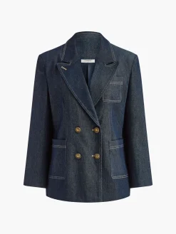 COMMENSE Cotton Lapel Denim Blazer* Outerwear|Blazers