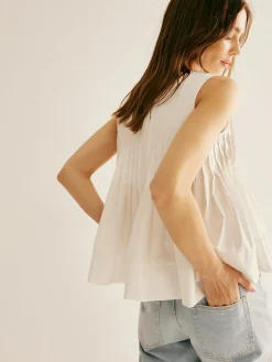 COMMENSE Cotton Ruffle Pleated Tie Front Blouse* Blouses & Shirts|Tops