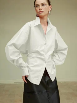 COMMENSE Cotton Side Pleated Polo Shirt* Blouses & Shirts|Tops