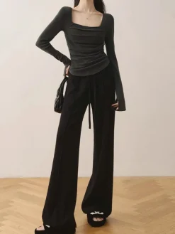 COMMENSE Cotton Square Neck Slim Sweater* Sweater Tops|Sweaters & Cardigans