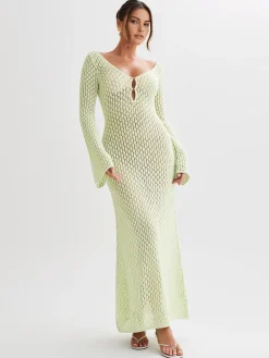 COMMENSE Cover Up Long Sleeve Open Back Long Dress* White Dresses|Black Dresses