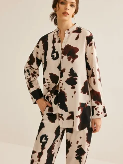 COMMENSE Cow Printed Loose Shirt* Blouses & Shirts|Matching Sets