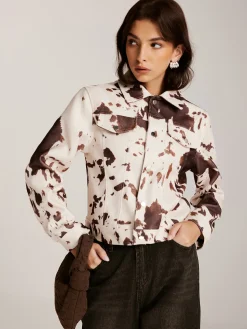 COMMENSE Cow Printed Tweed Short Jacket* Outerwear|Jackets