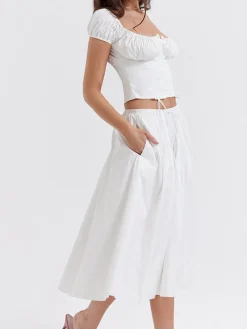 COMMENSE Cowgirl Aesthetics Zippered Maxi Skirt* Skirts|Matching Sets