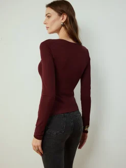 COMMENSE Cowl Neck Metal Decor Slim Blouse* Blouses & Shirts|Tops