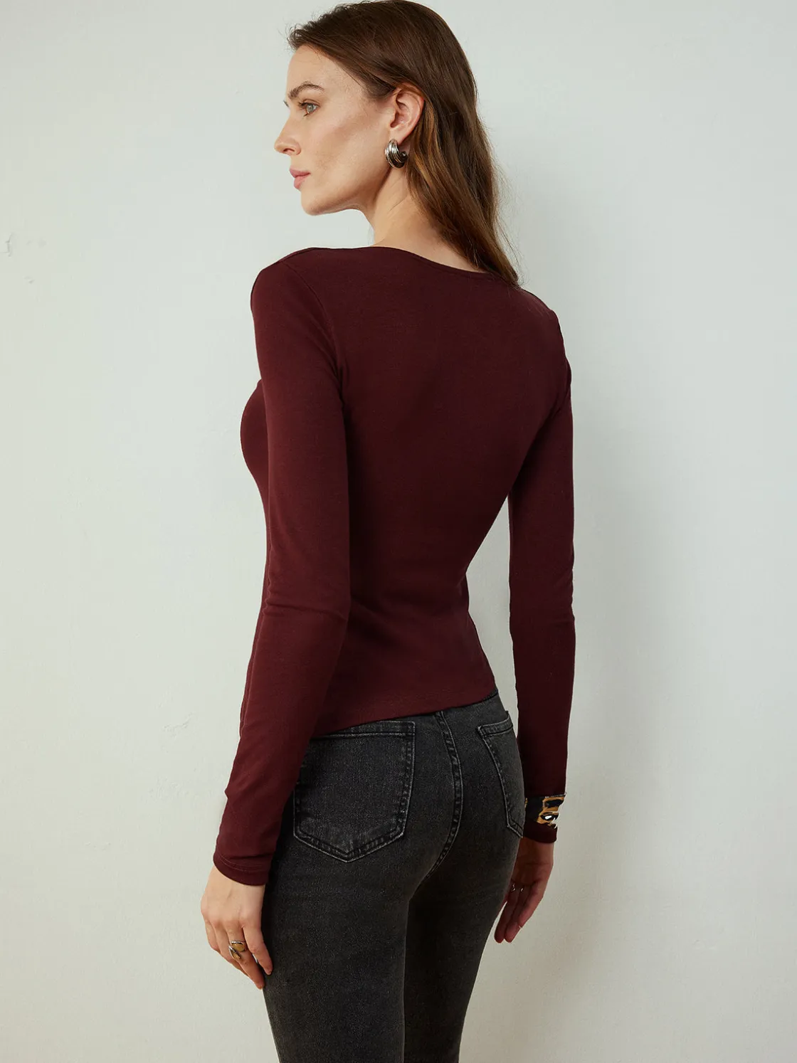 COMMENSE Cowl Neck Metal Decor Slim Blouse* Blouses & Shirts|Tops