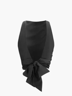 COMMENSE Cowl Neck Ruched Open Back Crop Top* Crop Tops|Tank Tops & Camis