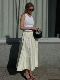 COMMENSE Creamy Leisure Midi Skirt* Skirts|Bottoms