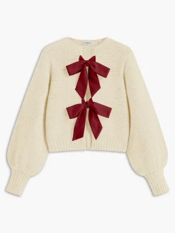 COMMENSE Crew Neck Bow Knit Top* Sweater Tops|Sweaters & Cardigans