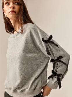 COMMENSE Crew Neck Bow Sweathirt* Sweatshirts & Hoodies|Tops