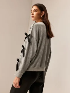 COMMENSE Crew Neck Bow Sweathirt* Sweatshirts & Hoodies|Tops