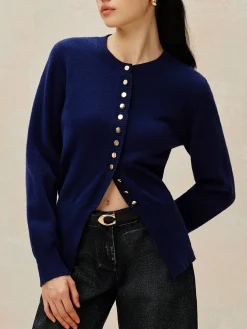 COMMENSE Crew Neck Breasted Jersey Cardigan* Cardigans|Sweaters & Cardigans