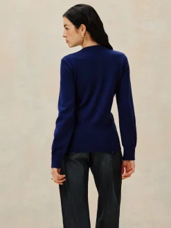 COMMENSE Crew Neck Breasted Jersey Cardigan* Cardigans|Sweaters & Cardigans
