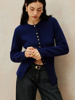 COMMENSE Crew Neck Breasted Jersey Cardigan* Cardigans|Sweaters & Cardigans
