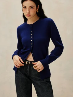 COMMENSE Crew Neck Breasted Jersey Cardigan* Cardigans|Sweaters & Cardigans