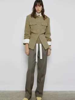 COMMENSE Crew Neck Button Down Tweed Coat* Outerwear|Tops