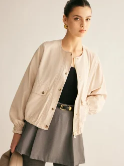 COMMENSE Crew Neck Button Thin Jacket* Outerwear|Jackets