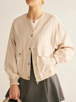 COMMENSE Crew Neck Button Thin Jacket* Outerwear|Jackets