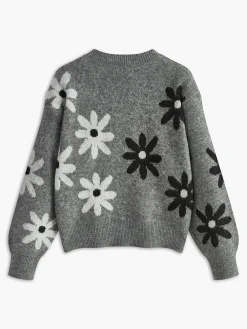 COMMENSE Crew Neck Daisy Pattern Sweater* Sweater Tops|Sweaters & Cardigans