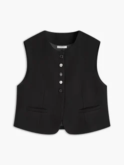 COMMENSE Crew Neck Irregular-Button Vest* Outerwear|Vests