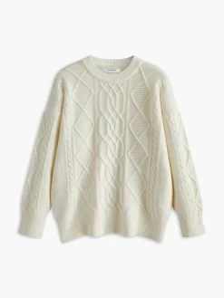 COMMENSE Crew Neck Plain Cable Sweater* Sweater Tops|Sweaters & Cardigans