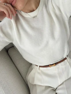 COMMENSE Crew Neck Plain Knit Top* Sweater Tops|Sweaters & Cardigans