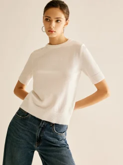 COMMENSE Crew Neck Plain Knit Top* Sweater Tops|Sweaters & Cardigans
