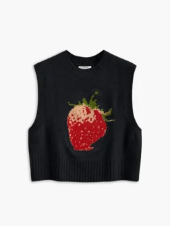 COMMENSE Crew Neck Strawberry Sweater Vest* Sweater Vests|Sweaters & Cardigans