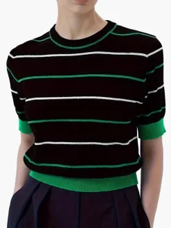 COMMENSE Crew Neck Striped Knit Top* Sweater Tops|Sweaters & Cardigans