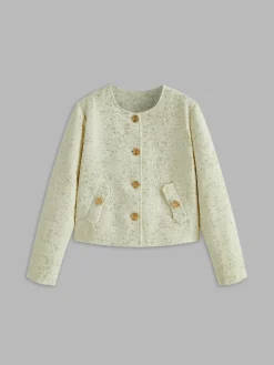 COMMENSE Crew Neck Tweed Breasted Jacket* Outerwear|Tops