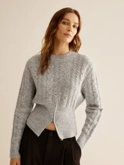 COMMENSE Crew Neck Zipper Design Sweater* Sweater Tops|Sweaters & Cardigans