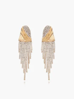 COMMENSE Crinkled Metal Rhinestone Earrings* Earrings|Accessories