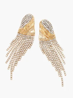 COMMENSE Crinkled Metal Rhinestone Earrings* Earrings|Accessories