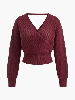 COMMENSE Criss Cross Cinched Sweater* Sweater Tops|Sweaters & Cardigans