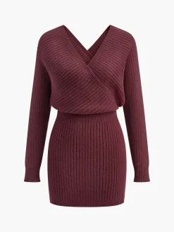 COMMENSE Criss Cross Cinched Sweater Dress* Sweater Dresses|Vacation Dresses