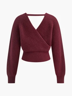 COMMENSE Criss Cross Cinched Sweater* Sweater Tops|Sweaters & Cardigans