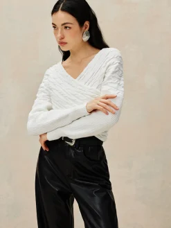 COMMENSE Criss Cross Crop Knit Top* Sweater Tops|Sweaters & Cardigans