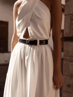 COMMENSE Criss Cross Halter Backless Jumpsuit Without Belt* White Dresses|Jumpsuits & Rompers