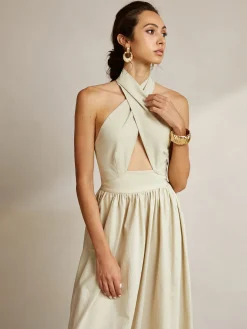 COMMENSE Criss Cross Halter Pockets Long Dress* Casual Dresses|Cocktail & Party Dresses